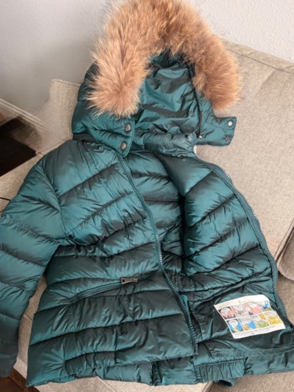 Perfect Vintage Moncler Himalaya Puffer w/ Fur Hood, Forest Green Sz 2-4 US - Picture 4 of 9